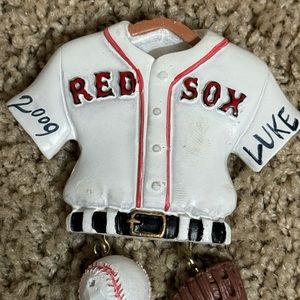 (2) 2001 Boston Red Sox Team Jersey Glove & Baseball Ornament Holiday